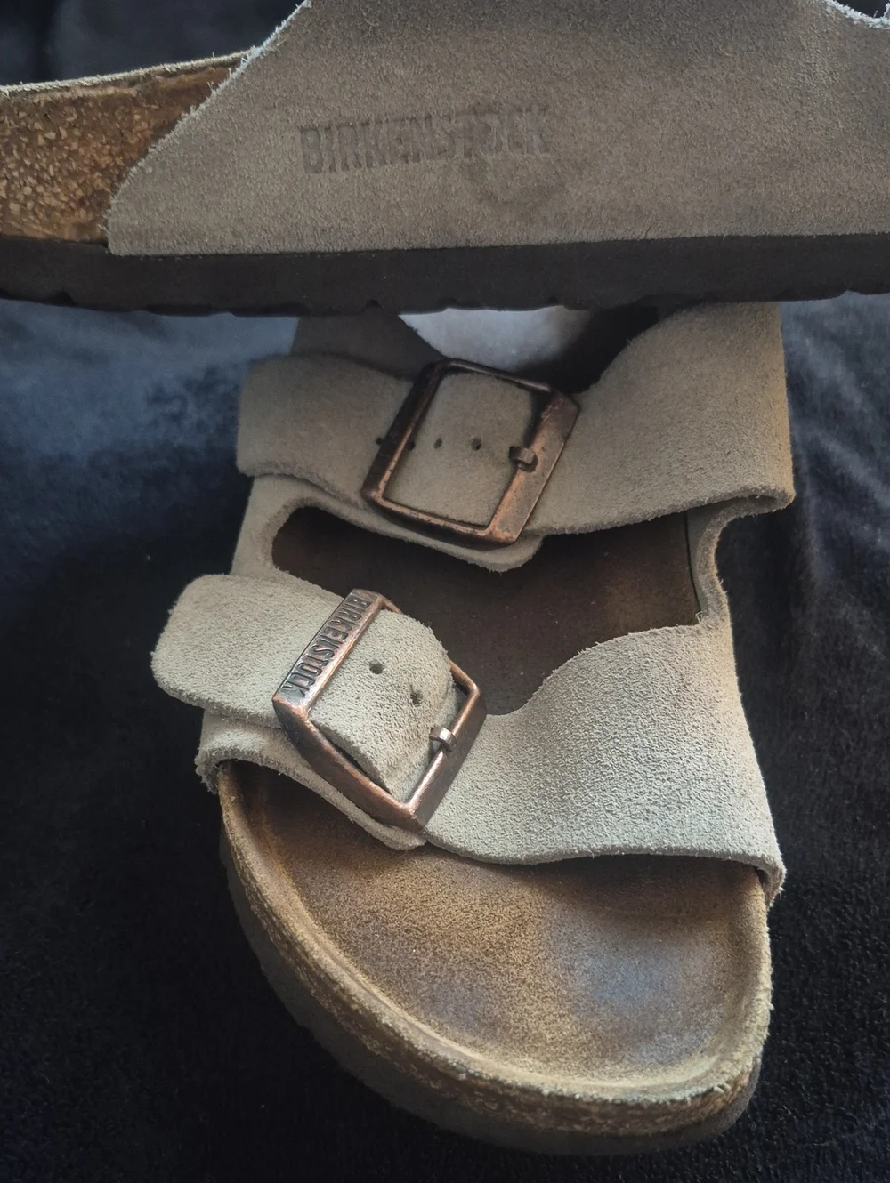 Birkenstock Arizona Suede Two-Strap Sandal - Beige M 5.5